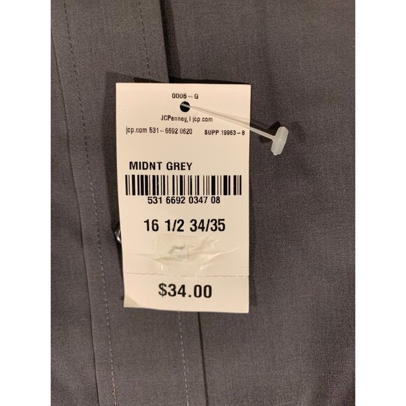 Stafford Wrinkle-Free Broadcloth Dress Shirt Size 16.5/34-35 Midnight Grey - Picture 4 of 7